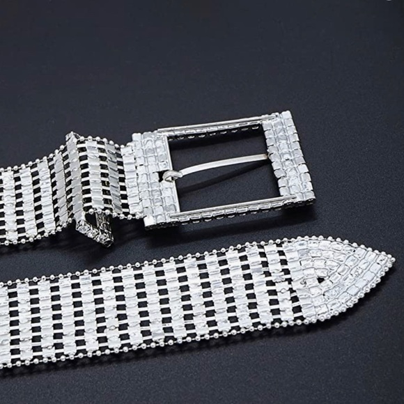 NWT-Crystal Waist Belt for Women Rhinestone Chain Belt O-Ring Waistband Belt - Picture 3 of 7